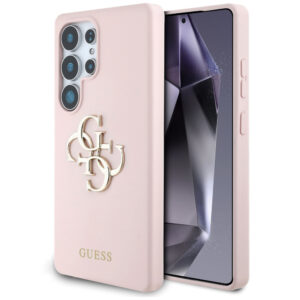 Husa Guess Samsung Galaxy S25 Ultra Silicone 4G Big Metal Logo, roz, GUHCS25LS4SMDP