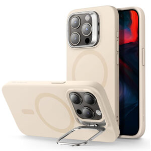Husa iPhone 15 Pro ESR Cloud Soft HaloLock Kickstand, crem