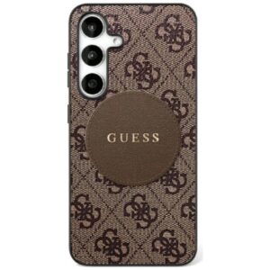 Husa Guess compatibila cu Samsung Galaxy S25 Ultra, 4G Round Patch Classic Logo MagSafe, Maro