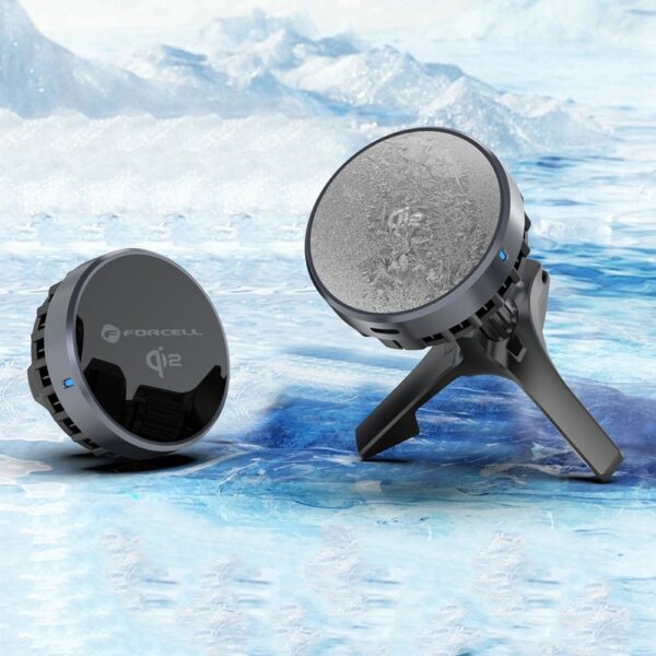 Suport auto magnetic FORCELL F-GRIP Cool Mag pentru parbriz / grilă de aerisire, cu tehnologie de răcire Cold Protect și încărcare wireless compatibilă cu MagSafe și Qi2, încărcător de 15W, negru. - imagine 5