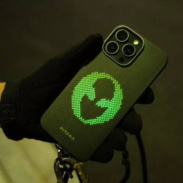 Husa de protectie Pitaka MagEZ 5 pentru iPhone 16 Pro Alien Tactile Woven, Fosforescenta - imagine 2