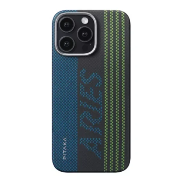 Husa de protectie Pitaka MagEZ 5 pentru iPhone 16 Pro Aries Tactile Woven, Fosforescenta - imagine 2