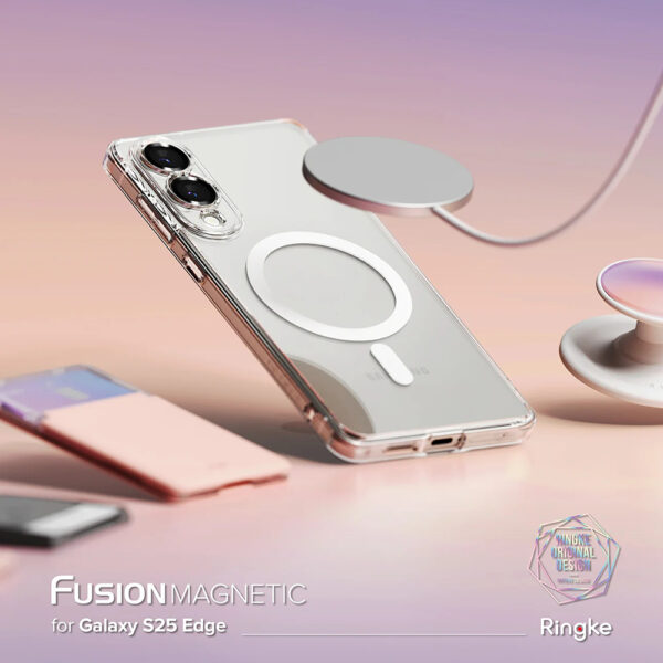 Husa Samsung Galaxy S25 Edge Ringke Fusion MagSafe, transparenta - imagine 6