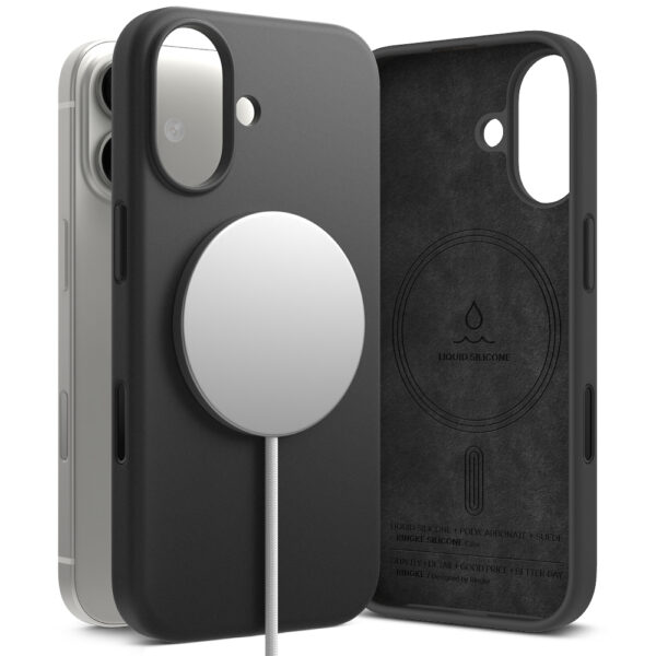 Husa iPhone 17 Ringke Silicone Magnetic MagSafe, negru - imagine 3