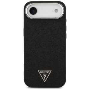 Husa Guess Glitter Triangle Logo MagSafe iPhone 17 Air cu sclipici, negru, GUHMP17MPFGTSCMK