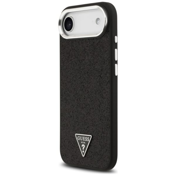 Husa Guess Glitter Triangle Logo MagSafe iPhone 17 Air cu sclipici, negru, GUHMP17MPFGTSCMK - imagine 3