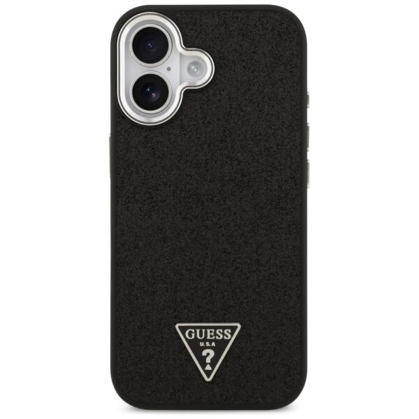 Husa Guess Glitter Triangle Logo MagSafe iPhone 17 cu sclipici, negru, GUHMP17SPFGTSCMK - imagine 4