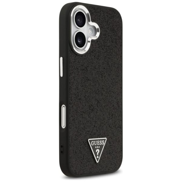 Husa Guess Glitter Triangle Logo MagSafe iPhone 17 cu sclipici, negru, GUHMP17SPFGTSCMK - imagine 3