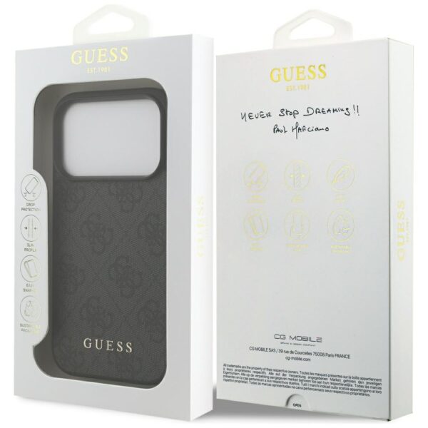 Husa originala Guess iPhone 17 Pro Hardcase 4G Classic, negru, GUHCP17LG4GFGR - imagine 3