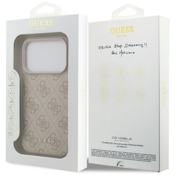 Husa originala Guess iPhone 17 Pro Hardcase 4G Classic, roz, GUHCP17LG4GFPI - imagine 7