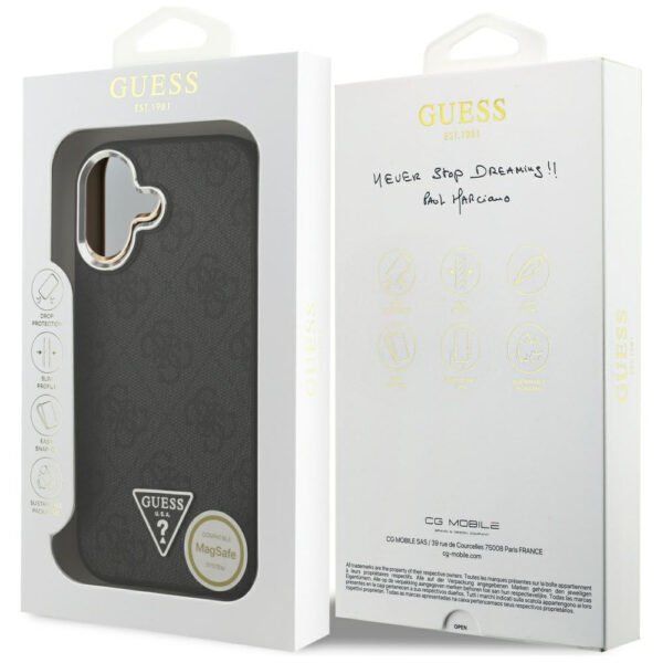 Husa Guess Glitter Triangle Logo MagSafe iPhone 17 cu sclipici, negru, GUHMP17SPFGTSCMK - imagine 7