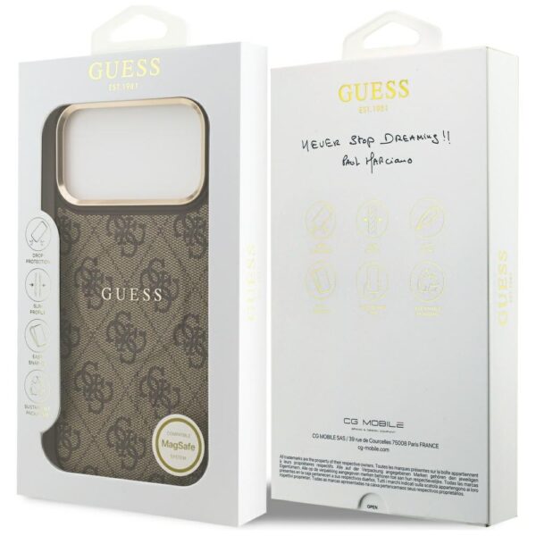 Husa originala Guess iPhone 17 Pro Hardcase 4G Classic MagSafe, maro, GUHMP17LP4MSEGCW - imagine 7