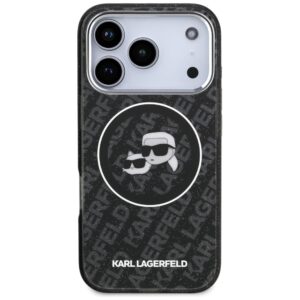 Husa Karl Lagerfeld iPhone 17 Pro Max Glitter MagSafe, Karl&Choupette Head, negru, KLHMP17XHMKBKCHOK