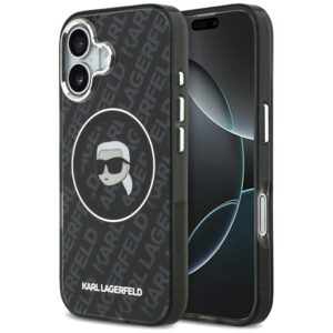 Husa iPhone 17 Karl Lagerfeld IML MagSafe, Karl`s Head, negru, KLHMP17SHMKBKHOK