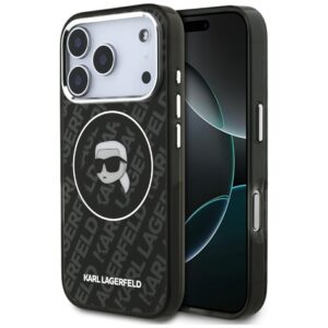Husa iPhone 17 Pro Max Karl Lagerfeld IML MagSafe, Karl`s Head, negru, KLHMP17XHMKBKHOK