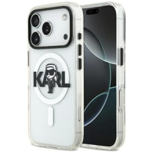 Husa iPhone 17 Pro Max Karl Lagerfeld IML MagSafe Sketch Logo, Karl, transparenta, KLHMP17XHGKIGKBT