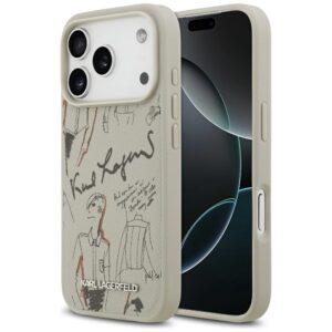 Husa iPhone 17 Pro Max Karl Lagerfeld Hardcase Grained Pattern Logo, gri, KLHMP17XPGGRMPKG