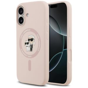Husa Karl Lagerfeld iPhone 17 Silicone Ring MagSafe, Karl&Choupette, roz, KLHMP17SSCMKCRHP