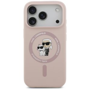 Husa Karl Lagerfeld iPhone 17 Pro Max Silicone Ring MagSafe, Karl&Choupette, roz, KLHMP17XSCMKCRHP