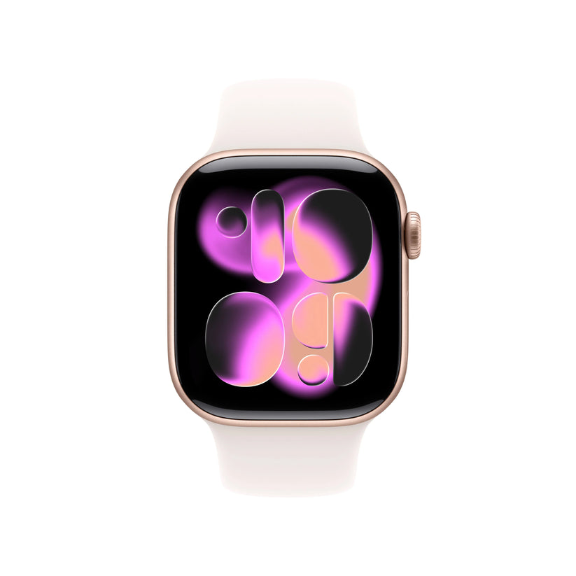 Apple Watch 11 GPS, Carcasa Rose Gold Aluminium 42mm, Light Blush Sport Band - S/M - imagine 2