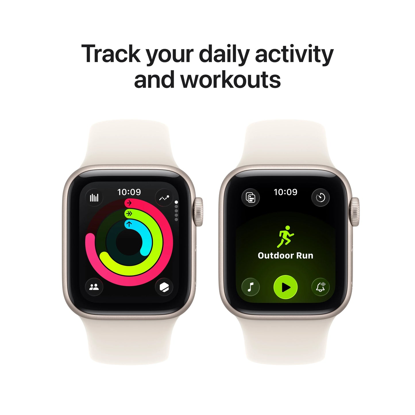 Apple Watch SE (2025), GPS, Carcasa Starlight Aluminium 40mm, Starlight Sport Band - M/L - imagine 3